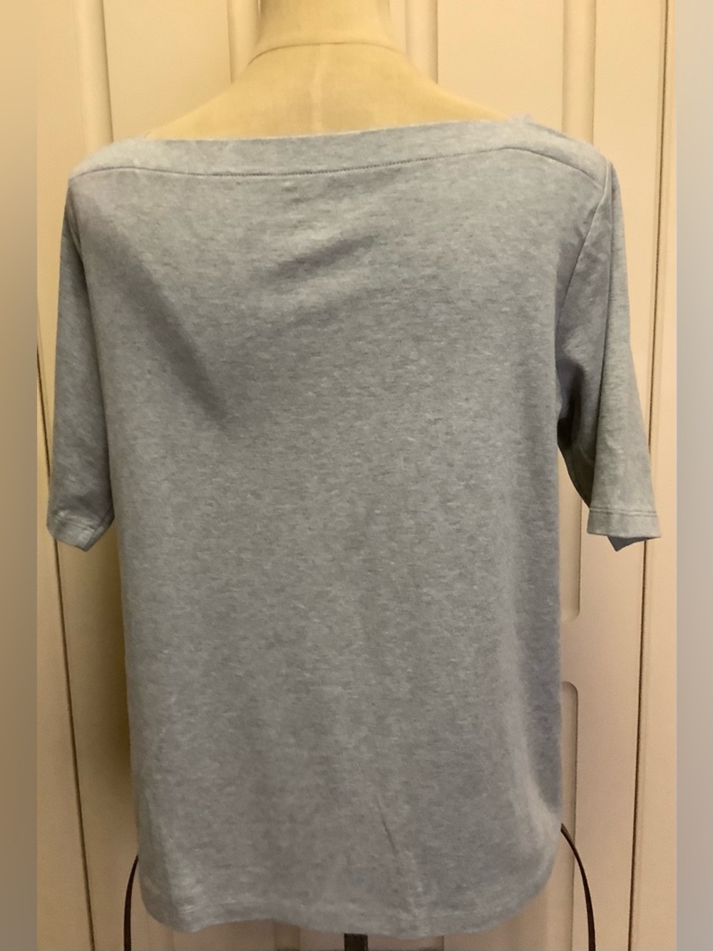 L.L. Bean Heathered Gray Shirt Top-Boat Neck-Short Sleeve-100% Cotton-L - Picture 3 of 7